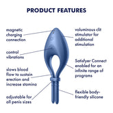 Satisfyer Bullseye Vibrating Adjustable Lasso Cock Ring Blue Cock Rings Vibrating